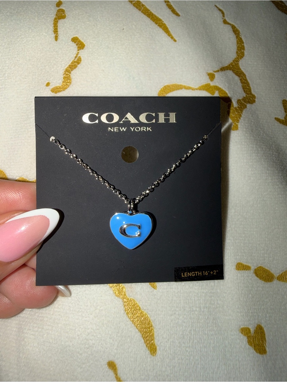 Coach Blue Heart Pendant Necklace